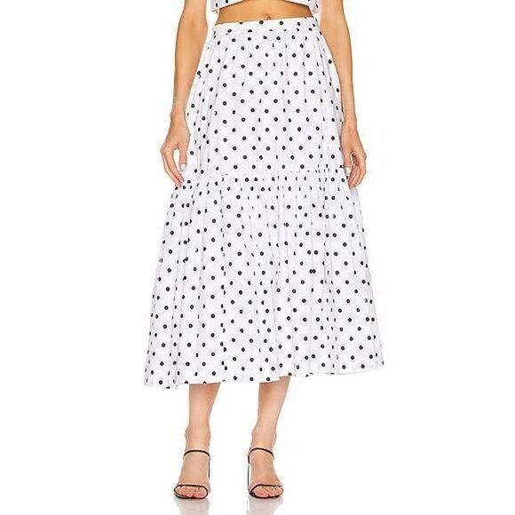 Staud Polka-Dot Maxi Skirt - White 6 - Picture 1 of 10